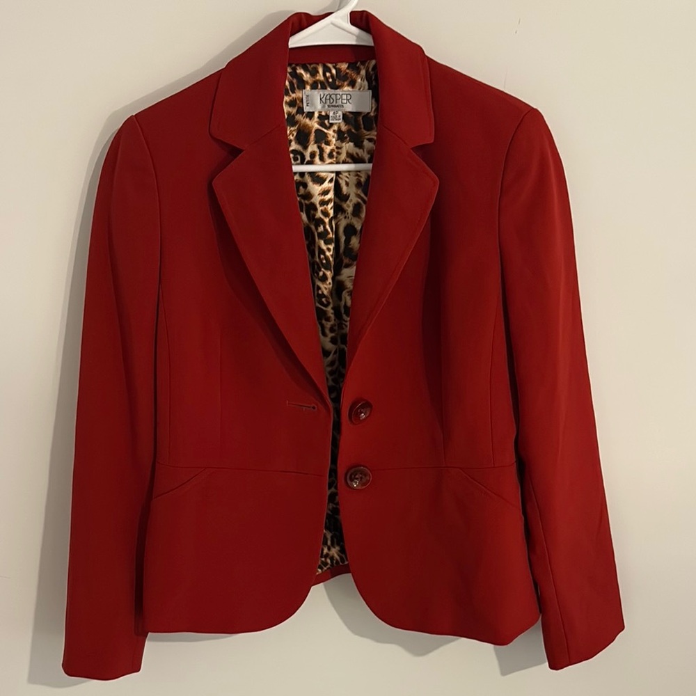 Kasper Burnt Orange Blazer with Textured Fabric and Notched Lapels